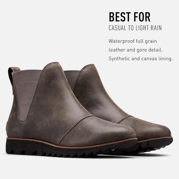 Sorel Blackened Brown Harlow Chelsea Waterproof Ankle Leather Bootie Size 7.5 - Picture 4 of 15